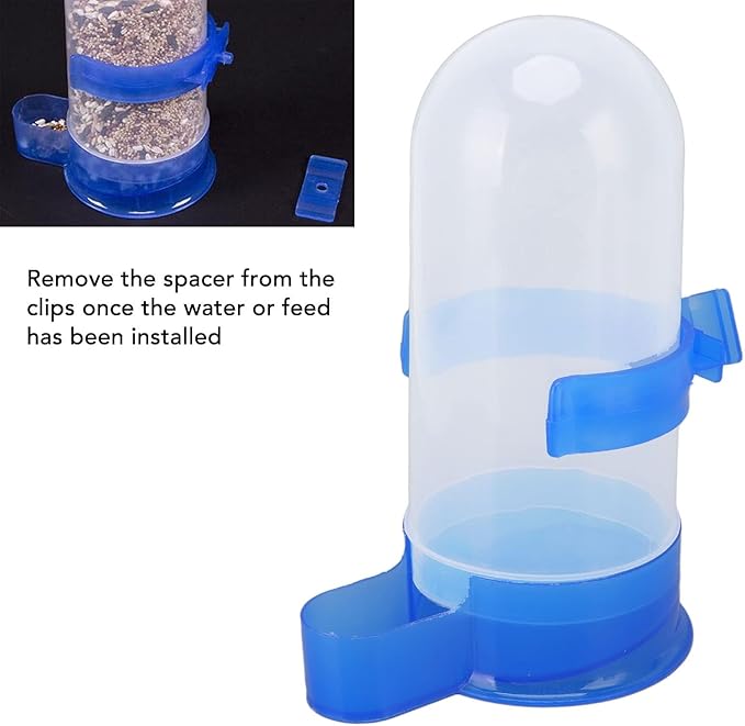 Pssopp Automatic Bird Feeder & Water Dispenser, Clear Bird Food Seed Dispenser, Hanging Cage Feeder, 800ml, Blue, Plastic, Adult, Modern, Medium Breeds, Outdoor, Multiple Pets