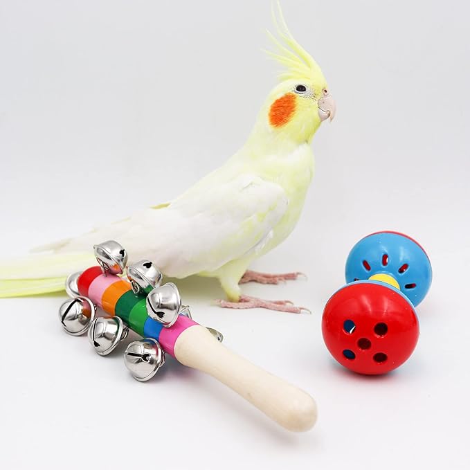 Jinkoozz Colorful Bird Bell Toys, 5 Pack Funny Bell Toys, Bird Cage Accessories, Suitable for Chicken Bird Parrot Parakeet Cockatiel Budgies Love Birds