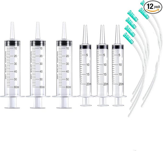 Baby Bird Feeding Syringe Set, Pet Parrot Milk Feeding Syringe with Tubes, Parrot Feeding Tubes Measuring Tools for Feeding Pets Scientific Industrial Labs… (20ml+60ml)