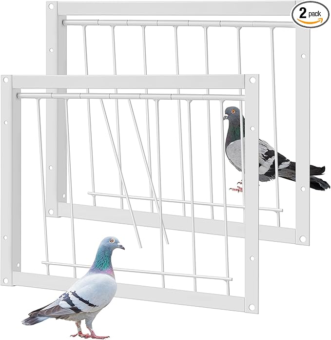 Suzile 2 Pcs 11.81" x 10.24" Pigeon Cage Door Bird Wire One Way Entrance Iron Pigeon Trap Bird House Door for Racing Supply Birdcage Breeding, White