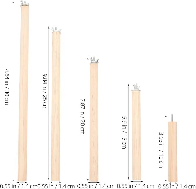 YARNOW 5pcs Natural Wood Bird Perches for Parrots Height Stand Toy for Parakeets Cockatiels and Lovebirds Easy to Install Exercise Platforms
