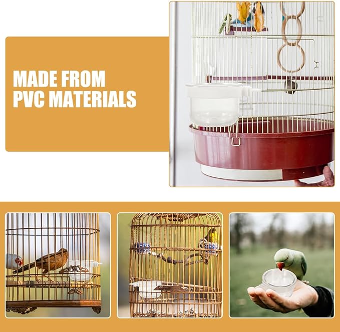 balacoo Small Bird Food and Water Bowl Detachable Acrylic Cage Feeder Cup for Parrots Cockatiels Convenient Hanging Bird Feeding Dish