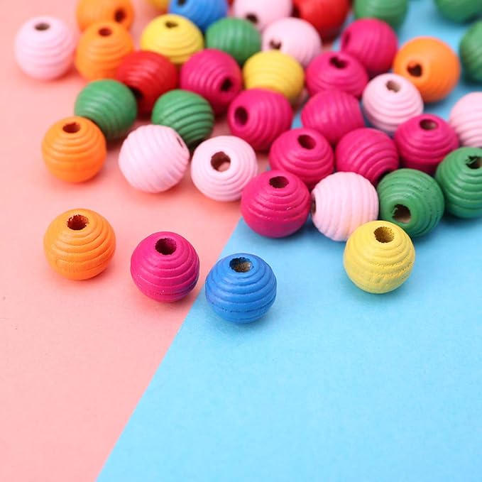 tegongse Parrot Toy, 50Pcs/Bag Wooden Bird Parrot Bite Toy Multipurpose Colorful DIY Beads Decoration Accessories