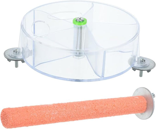Milisten 1set Bird Intelligence Growth Cage Toy Rotate Wheel Feeder for Foraging Interactive Food Toy for Parrots Cockatiels Random Color Transparent Frosted