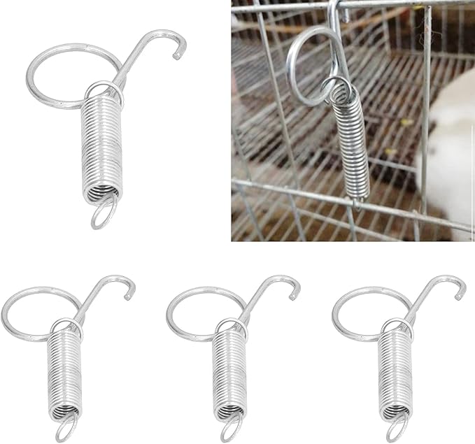 CHICIRIS Spring Cage Door Hook, 20PCS Cage Door Spring Hook Metal Finger Spring Latch Hook for Fixing Rabbit Pet Cage Door Farming Equipment(L)