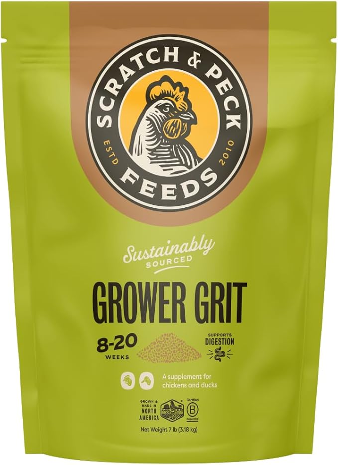 Scratch and Peck Grower Grit Supplement for Chickens and Ducks - 7 lbs Bag - Essential for Gizzard and Digestive Health - Sustainably Sourced