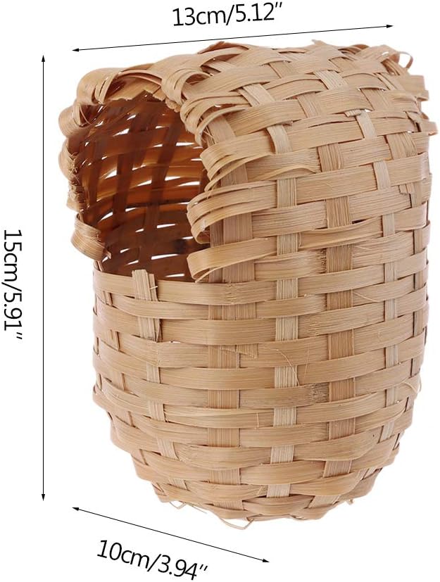 Small Bird Nest with Metal Hook Hand-Woven Bird Eco-Friendly Natural Bamboo Cage Accessories Hanging Bird Shelter