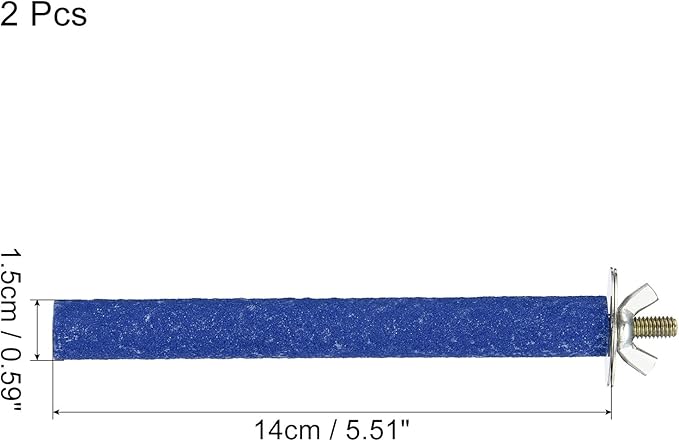 PATIKIL 0.6x5.5 Inch Bird Cage Perch, 2 Pack Parrot Stand Paw Grinding Stick Bird for Parakeet Cockatiel Cage Accessories, Blue