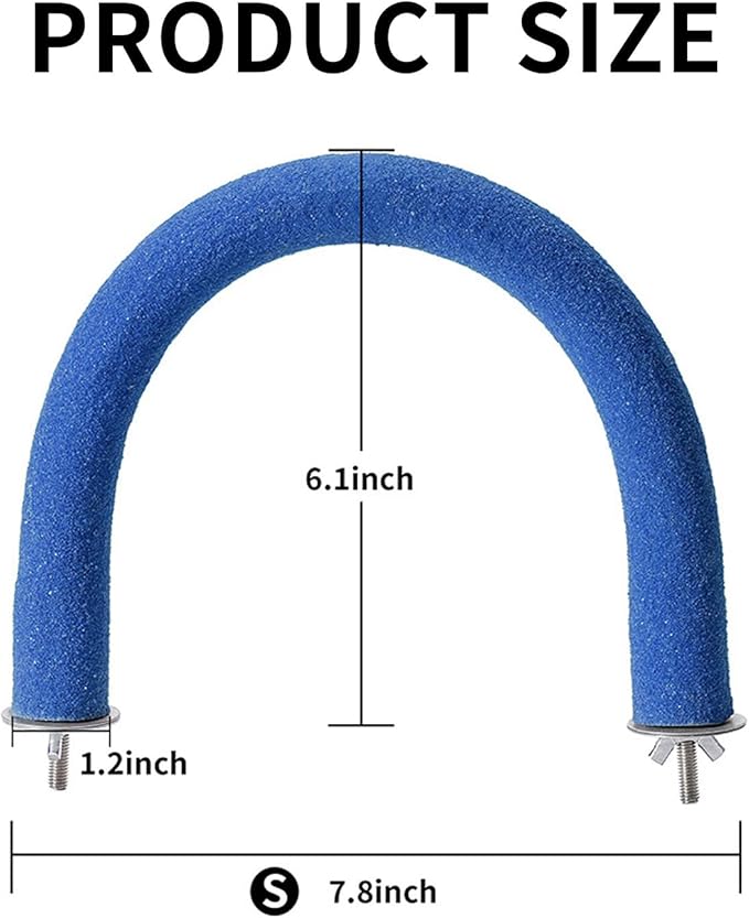 FrgKbTm U Shape Parrot Perch Stand Toy Bird Platform Sand Paw Grinding Clean Stick Exercise Conure Budgie Cockatiel Cage Accessories (Small-Blue)