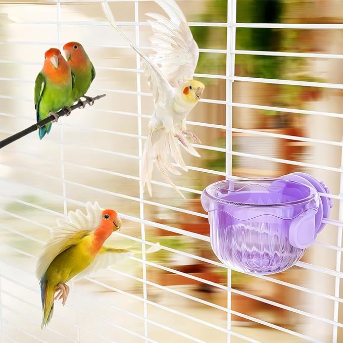 2 Pack Bird Feeding Dish Cup Water Bowl Cage Feeder Accessories for Canary Finch Parakeet Budgie Cockatiel Lovebird