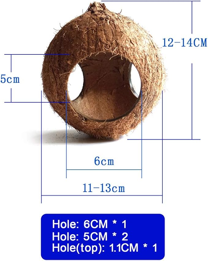 Aquarium Decor Fish Tank Three Hole Coconut Shell Dodge Hole Fish Cave Hole Shelter House Shrimp Nest/Bird's Nest (Rough-3 Big Holes)