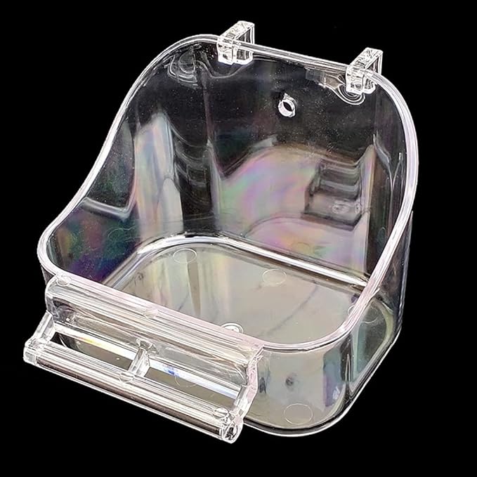 Bird Bath Box Parrot Bathing Cage Accessory for Small Birds Parakeet Canary Budgerigar Lovebirds Blue Transparent Bird Bath for Cage Inside Cockatiel Parakeet Birds Parrot Conure Canary