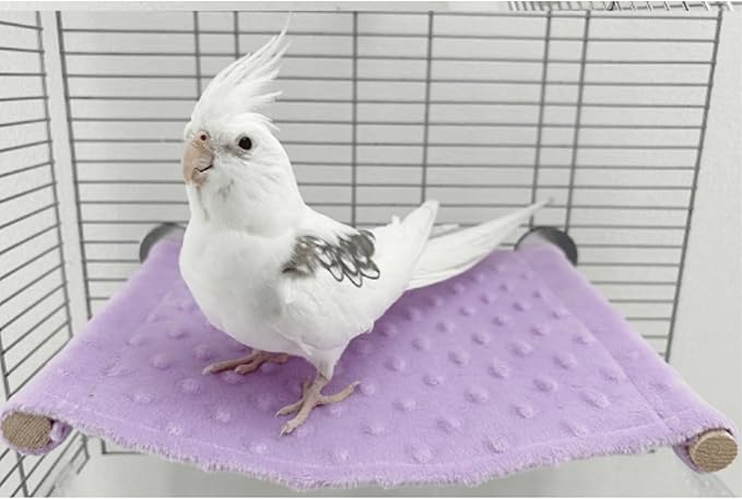 Bird Reversible Platform Bed Hammock Toy Hamster Warm Comfortable Hanging House Perch Stand for Parrot Parakeet Cockatiel African Grey Cockatoo Lovebird (Purple,S)