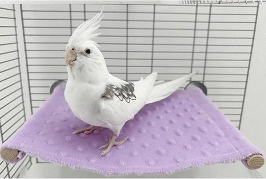 Bird Reversible Platform Bed Hammock Toy Hamster Warm Comfortable Hanging House Perch Stand for Parrot Parakeet Cockatiel African Grey Cockatoo Lovebird (Purple,S)
