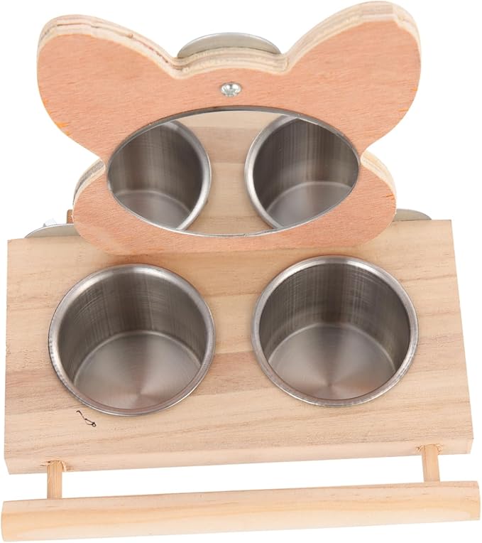 balacoo Parrot Supplies Bird Mirror Food Cup Set Multi-Functional Feeding Bowl and Plaything for Birds Easy to Fill Suitable for Home and Pet Stores Convenient Cleaning and Coordination