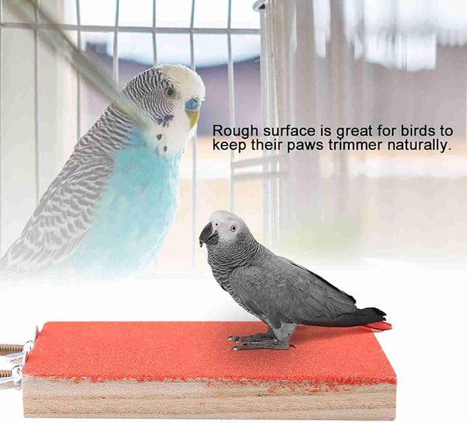 Wood Bird Perch Stand Platform Bird Cage Corner Shelf Grinding Clean Bird Playground for Hamster Squirrel Standing Sleeping Chewing (Red Short Side Screw)