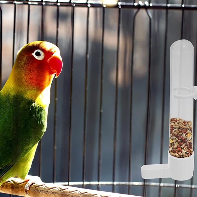 Bird Water Dispenser for Parrots 2.20 Oz Portable Feeding Cup Hollow Design Easy to Clean Removable Small Bird Feeder for Hamsters Rabbits and Small Animals