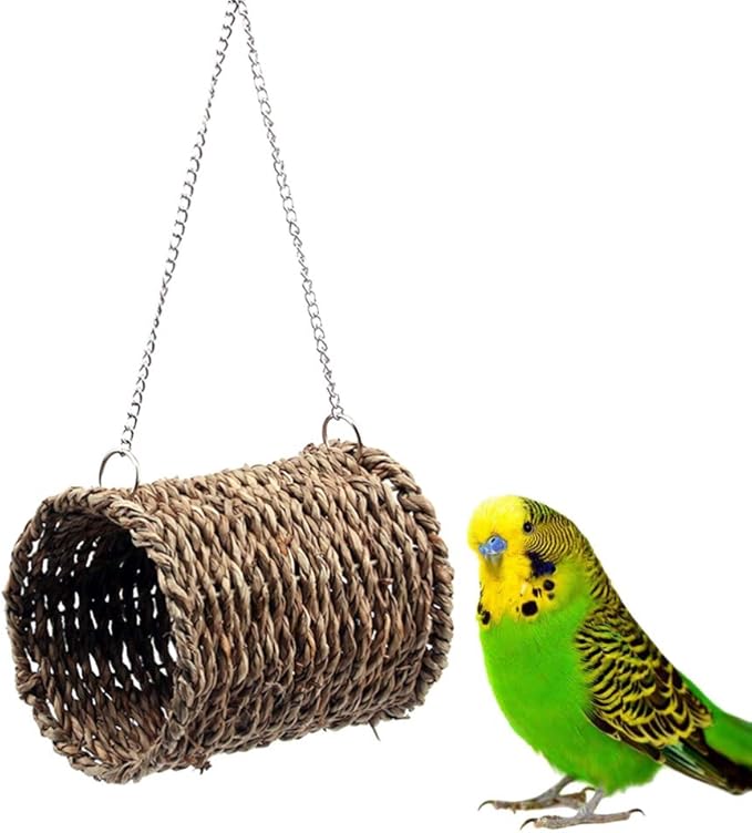 POPETPOP Seagrass Bird Hut - Bird Tent Snuggle Toy Sea Grass Bird & Small Animal Snuggle Hut