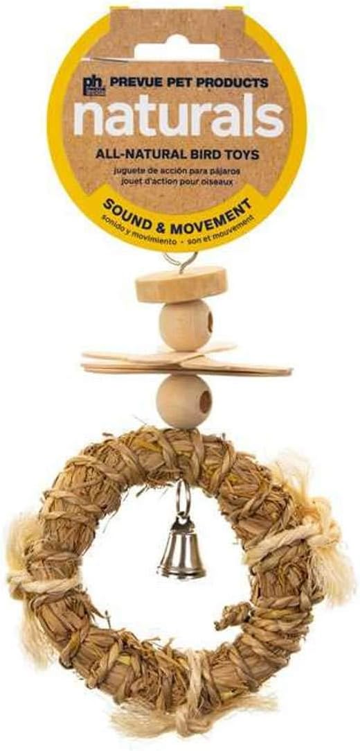 Prevue Pet Products Crown Bird Toy - Natural Sound & Movement Activity Toy, for Small to Medium Birds, Hanging Cage Accessories with Bell & Beads for Engaging Play