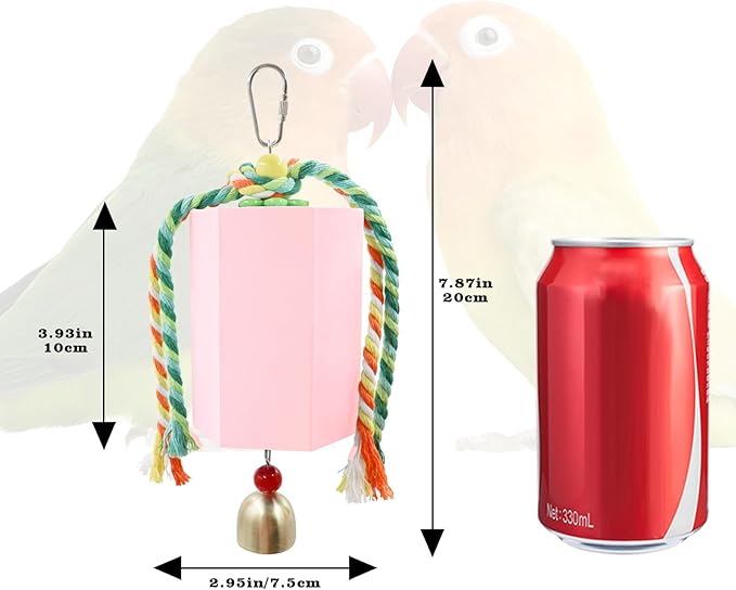 Bird Beak Grinding Stone, Parrot Chew Toys with Bells, Parakeet Toys, Cage Accessories for African Grey, Amazon Parrots, Budgies, Cockatiels, Lovebirds, Conures, Quakers, Small to Medium Birds