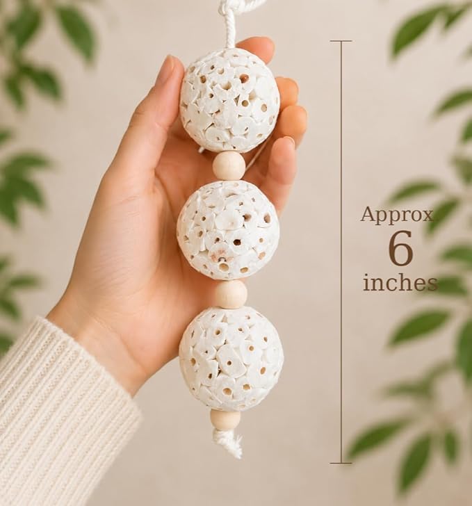 Shred and Destroy Bird Toy for Small Birds - Budgies, Lovebirds - Natural Sola Ball Hanging Chew Toy - 2 Pack - Boredom Buster Cage Toy