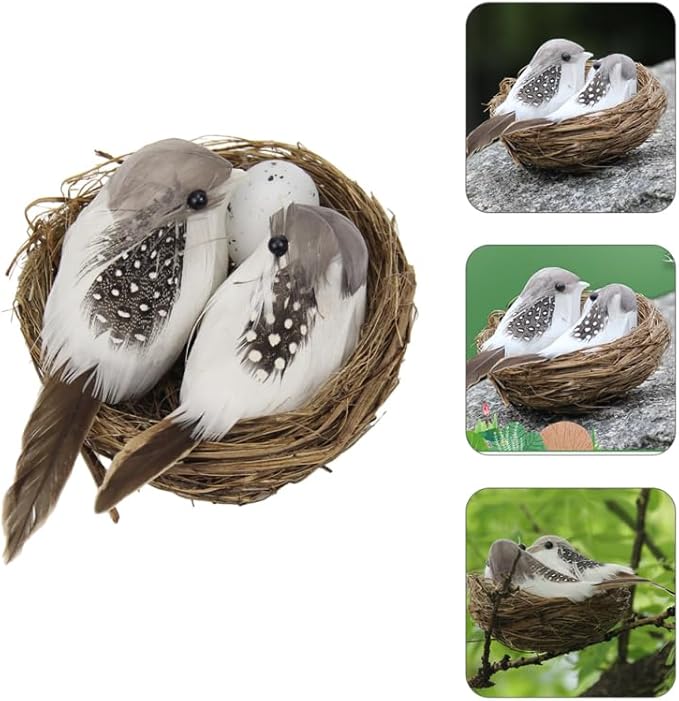 3 Set Artificial Bird Nest with Foam Eggs Simulated Twig Birds Nest Decoration for Easter Garden and Home Ornament