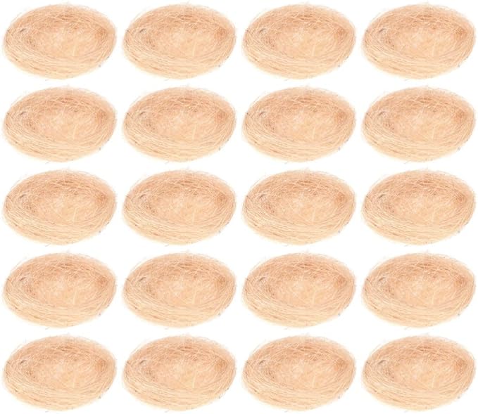 Hemoton 20Pcs Artificial Bird Nest, Rattan Birds Nest Crafts, Easter Bird Nest Decorating Kit for Crafts, Easter, Party, Wedding, Patio (Flaxen)