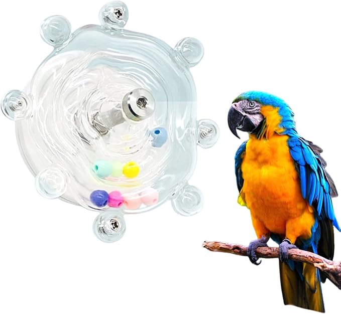 MANON ROSA Bird Toys for Parrots - Spinning Wheel Chew Toy with Rotating Plastic Spinner, Enrichment Puzzle Cage Activity for Parakeets, Conures & Cockatiels