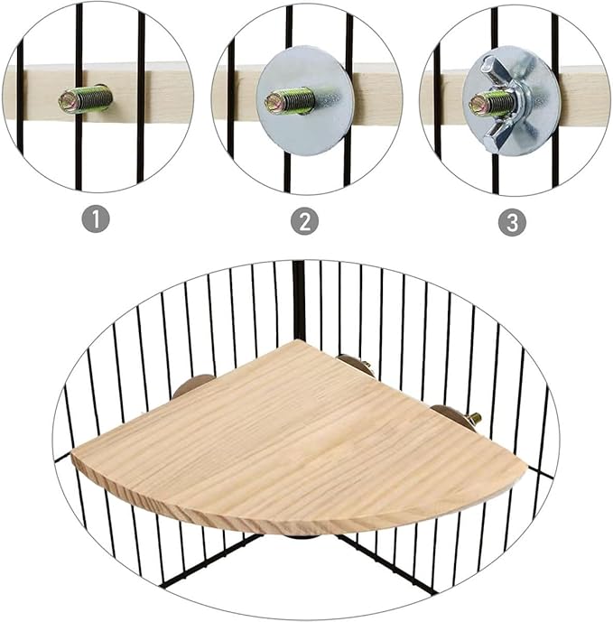 6.7Inch Flat Bird Perch, Smooth Polished Natural Pine Wood, Ruggedized Birdcage Platform, Fan-Shaped Corner Perches for Cage