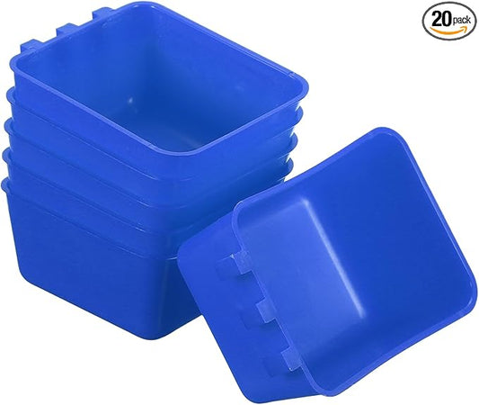 Cage Cups, 4.9x3.7x2.4 Inch Parakeet Feeder Bird Cage Accessories Hanging Food Water Dispenser, (Blue, 20 Pcs), Intended for Pet/Pigeon/Parrot/Chicken