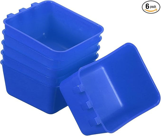 Cage Cups, 4.9x3.7x2.4 Inch Parakeet Feeder Bird Cage Accessories Hanging Food Water Dispenser, (Blue, 6 Pcs), Intended for Pet/Pigeon/Parrot/Chicken