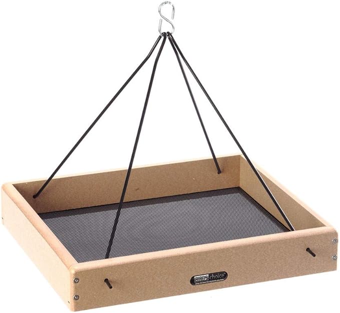 Birds Choice SNHPF250 Hanging Tray, Recycled Hanging Feeder w/ Collapsible Steel Hanging Rods, Large