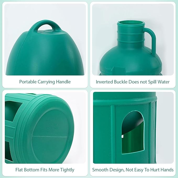 Bird Water Drinker/Quail Parakeet Dove Parrot Pigeon Water Dispenser Feeder with Hanging Handle/Bird Cage Accessories Waterer Large Capacity/, Green 5L