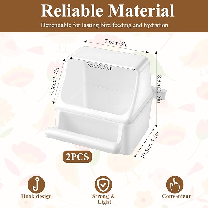 2 PCS Bird Cage Feeder, White No Mess Bird Feeder Cage, Comederos para Pajaritos De Jaula for Cages,Small Pets,Birds and Parakeets