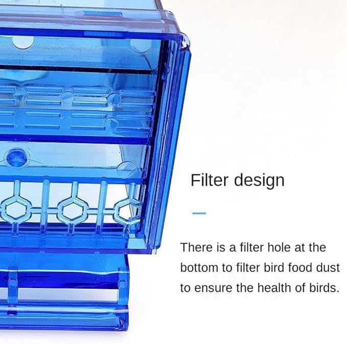 No Mess Bird Feeder for Cage,Automatic Parrot Feeder Cage Accessories,Transparent Parakeet Seed Container Food Feeder Drinker for Cage,No-Spill Transparent Bird Feeder (White*2)