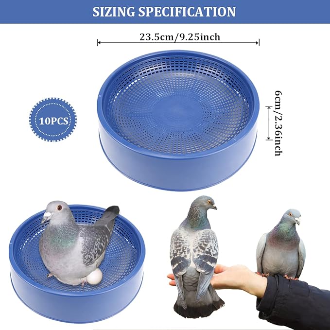 10 Pcs Plastic Pigeon Nest Bird Nest Bowls Pigeon Nest Bowl Breeding Hatching Nest for Pigeons Quails Breeding Hatching (Blue)