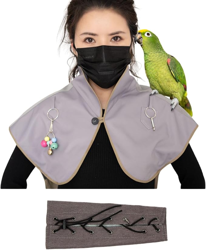 Pet Bird Upgraded Waterproof Shoulder, Neck Poop Protector and Protective Anti-Scratch Arm Guard Set, Anti-Bite Shoulder Pad Diaper Shawl for Parrot Macaw African Budgies Parakeet Agapornis Fischeri