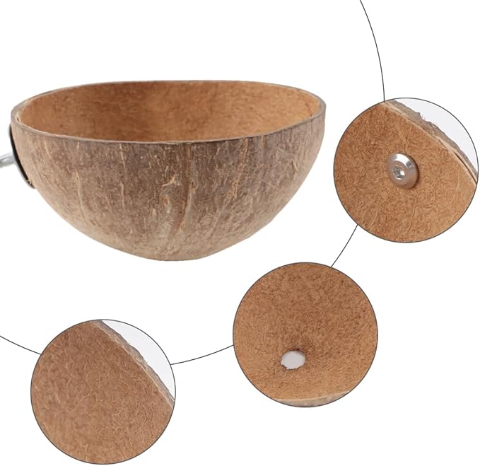 VTurboWay 2 Pack Bird Nest Natural Coconut Shell Parrot Nest Finch House Canary Bed Hatching Nest Breeding Nesting for Cage Sleeping Bird Bed