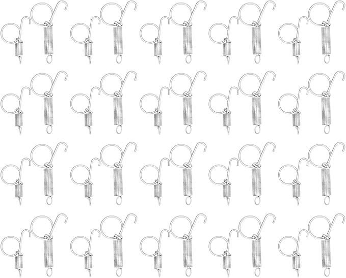 CHICIRIS Spring Cage Door Hook, 20PCS Cage Door Spring Hook Metal Finger Spring Latch Hook for Fixing Rabbit Pet Cage Door Farming Equipment(L)