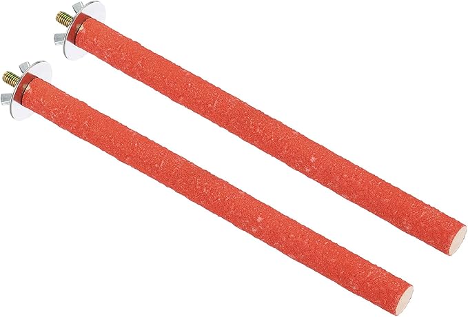 PATIKIL 0.6x7.9 Inch Bird Cage Perch, 2 Pack Parrot Stand Paw Grinding Stick Bird for Parakeet Cockatiel Cage Accessories, Red