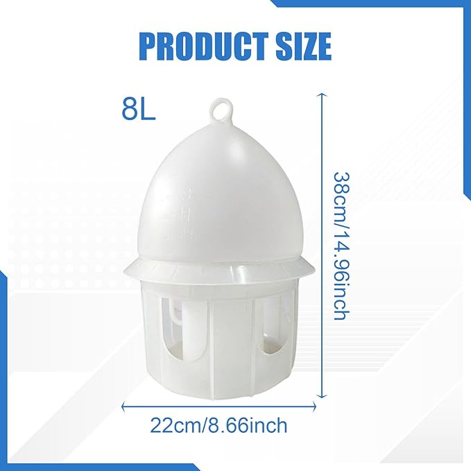 Plastic Drinker with Hanging Handle, Pigeon Water Dispenser, Pet Birds Water Pot Container, Water Automatic Feeders Supplies for Pigeons Quails Parrots Parakeet Dove, 10L