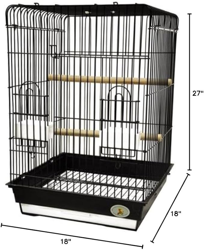King's Cages ES 1818 PM Travelling Bird cage Toy Toys Cockatiels Small Conures (Black, Cage Only)