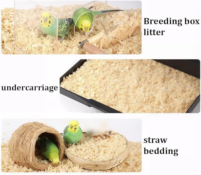 CREATCABIN 3Pcs Bird Nest Material Bird Cage Nesting Natural Wood Aspen Soft Hummingbird Canary Finch Parakeet Budgie Small Animals Bedding Building Hideouts Nests for Boxes Garden Tree Trunks 150G