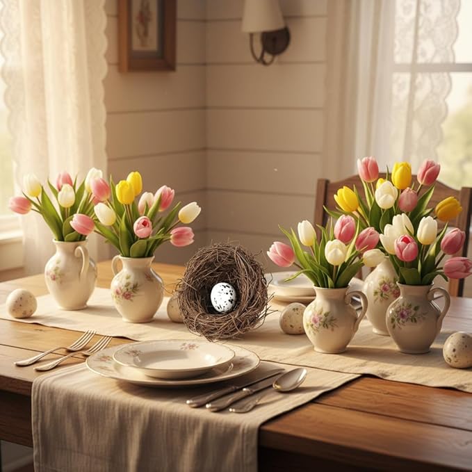 Artificial Bird Nest, Bird Nest with Artificial Bird Eggs, Bird Nest for Cage,Country Style Simulation Twig Bird Nest for Handmade Easter Rattan Nest Easter Supplies Nests Birdcage Accessories
