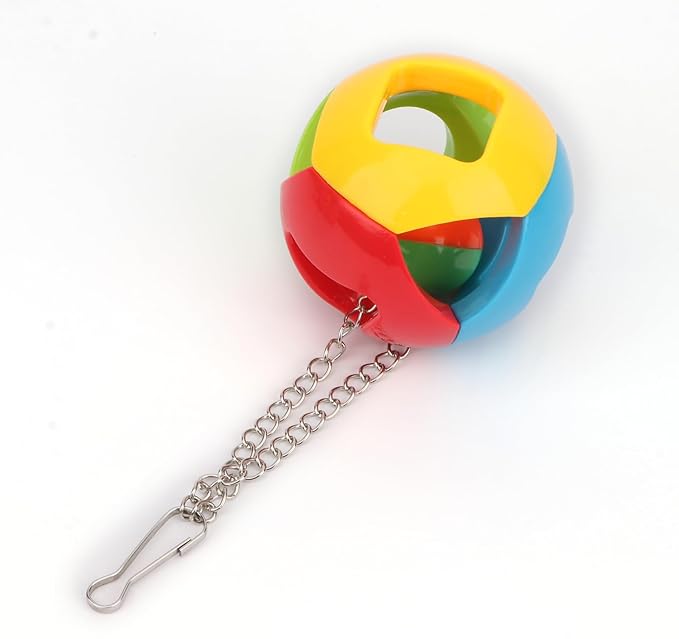 Hypeety Parrot Colorful Ball Toys with Bell Cage Hanging Chewing String for Parakeet Conure Cockatiel Small Medium Birds (C)