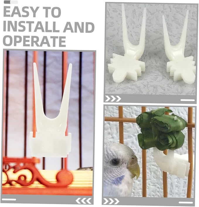 HANABASS 100pcs Bird Cage Food Holder Forks Vegetable Fixing Skewers for Birds Parrots Pets Easy to Install No Feeding