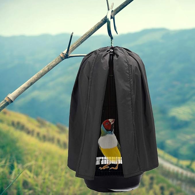 Round Dome Top Bird Cage Cover Shield Birdcage Cover Thicken Nylon Pet Parrot Cage Cover Good Night Cover Black-Out Birdcage Cover Washable Birds Cage Seed Catcher Cover