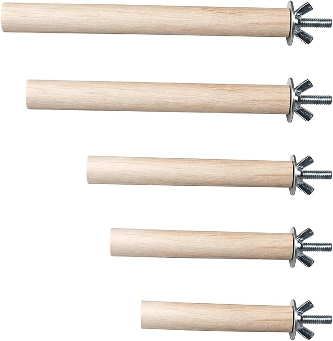Bird Perches for Cage, Natural Wood Bird Perches Set of Five, Essential Foot Exercise and Health Maintenance for Small to Medium Birds, Multiple Lengths Include 10cm 15cm 20cm 25cm 30cm