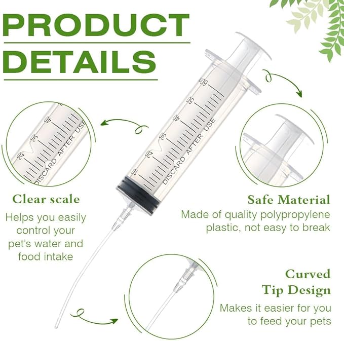Baby Bird Feeding Syringe Set, Feeding Tubes and Spoon Parrot Small Pet Manual Feeder Measuring Tools， Milk Water,Liquid Food,Reusable (10ml+20ml+60ml)
