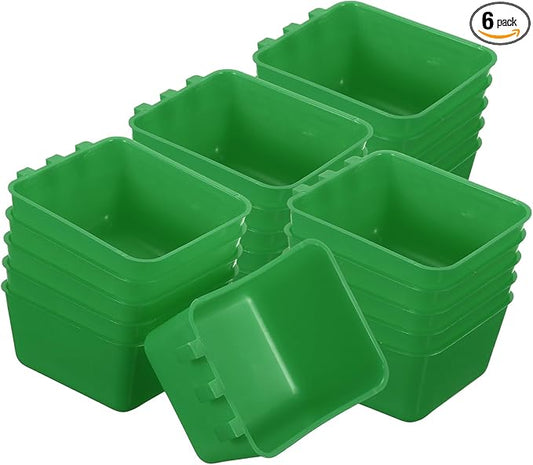 Cage Cups, 4.9x3.7x2.4 Inch Parakeet Feeder Bird Cage Accessories Hanging Food Water Dispenser, (Green, 6 Pcs), Intended for Pet/Pigeon/Parrot/Chicken